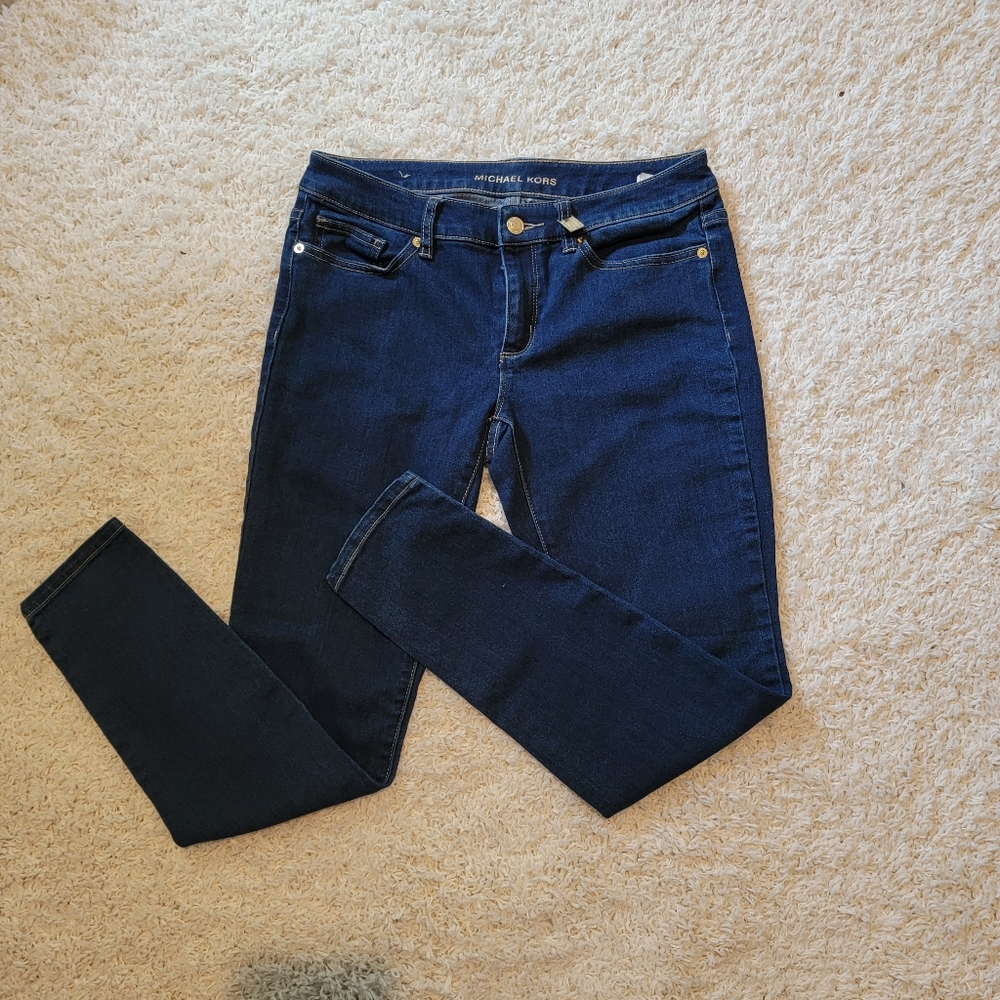 Michael Kors Izzy Skinny Jeans With Gold Plate Size 4